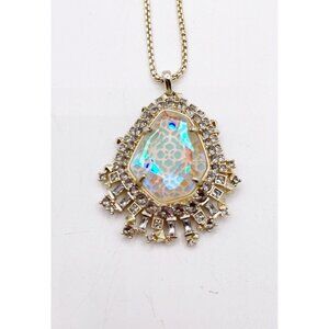 New Kendra Daenerys Necklace In Light Gold Tone Blush Dichroic Glass Adjustable